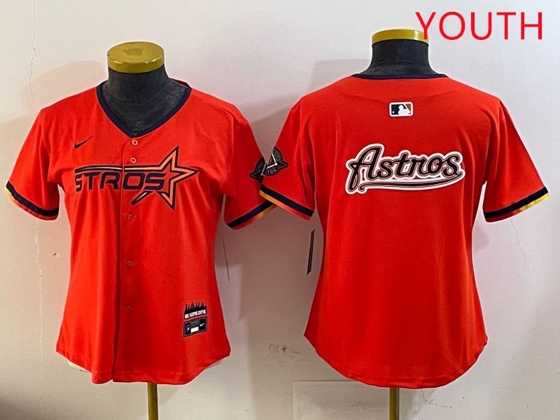 Youth Houston Astros Blank Orange Three generations Joint Name 2025 Nike MLB Jersey style 16->youth mlb jersey->Youth Jersey